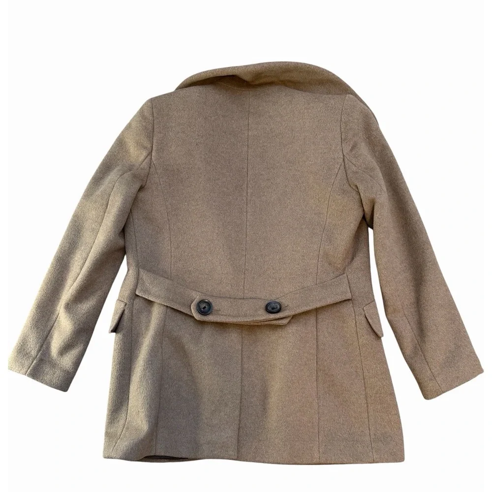 Calvin Klein Women's Double Breasted Wool Button Pea Coat Lined Pockets Sz 6 Tan